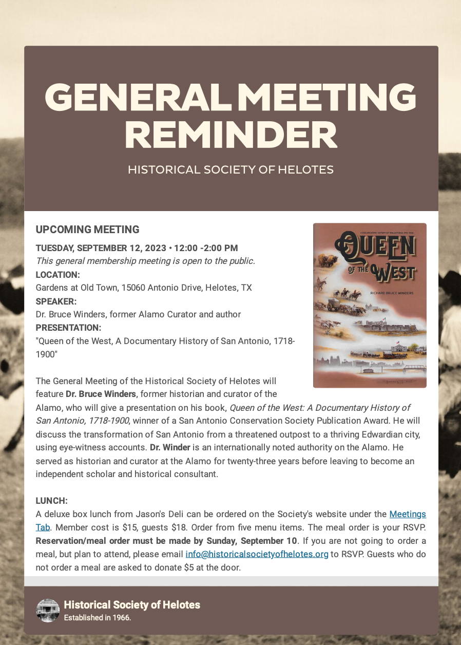General Meeting of the Historical Society of Helotes
