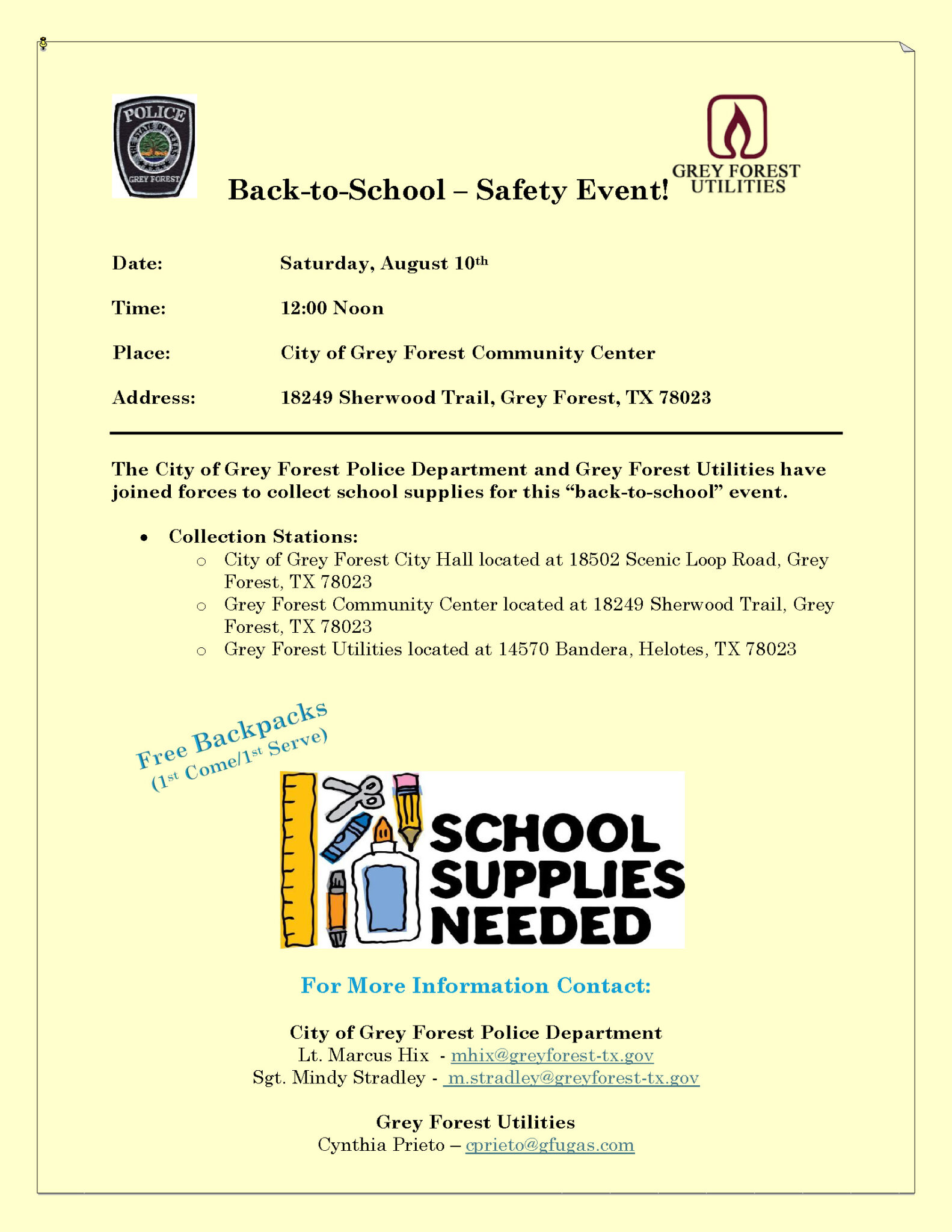 BacktoSchool Safety Event! Helotes Chamber of Commerce
